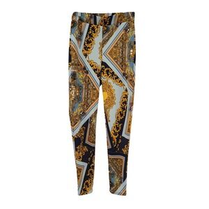 Fashion Nova Womens Blue Gold Baroque Scarf Print High Waisted Leggings Size M